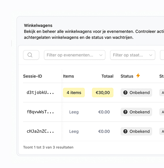 Live winkelwagen status