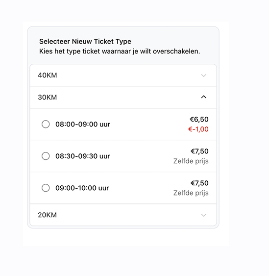 Ticket type wijzigen